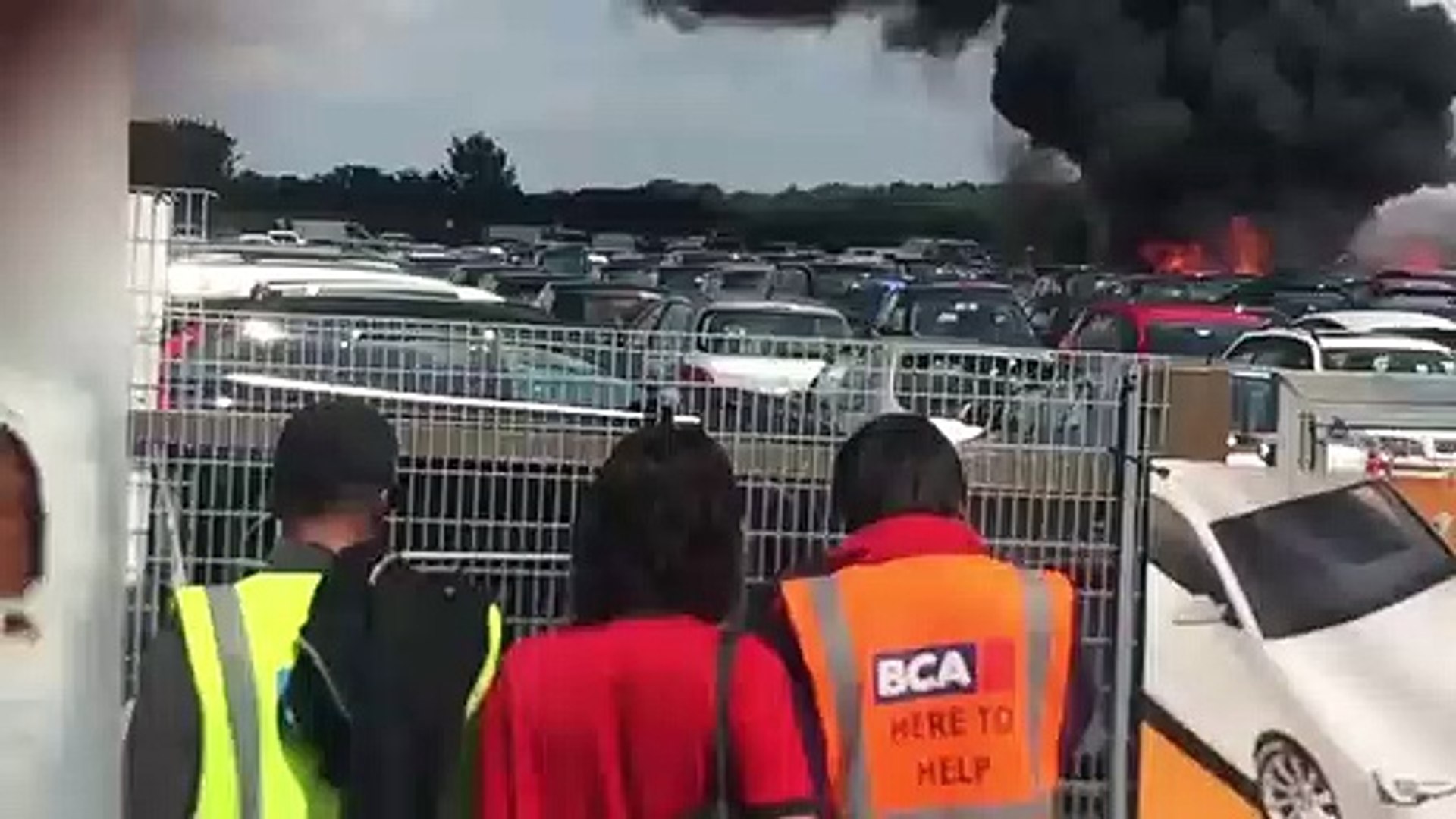 Avião despenha-se contra carros