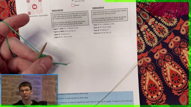 Point par point - Point de nid d'abeille (tricot a plat & en rond)