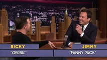 Ricky Gervais e Jimmy Fallon em jogo de chorar a rir