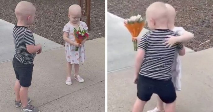 Deux amis de trois ans, qui ont vaincu le cancer ensemble, se retrouvent pour la première fois depuis leur rémission