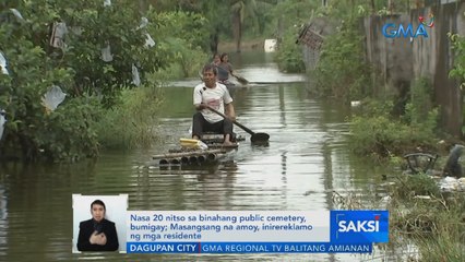 Nasa 20 nitso sa binahang public cemetery, bumigay; Masangsang na amoy, inirereklamo ng mga residente | Saksi