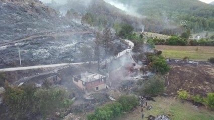 Drone - Bucak'taki orman yangınını söndürme çalışmaları sürüyor