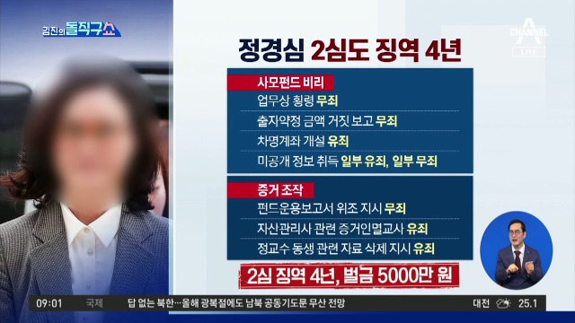 정경심, 2심도 자녀 입시비리 ‘유죄’
