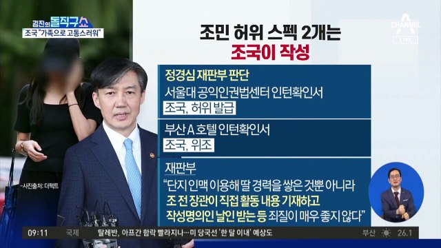 조민 허위 스펙 2개는 조국이 작성