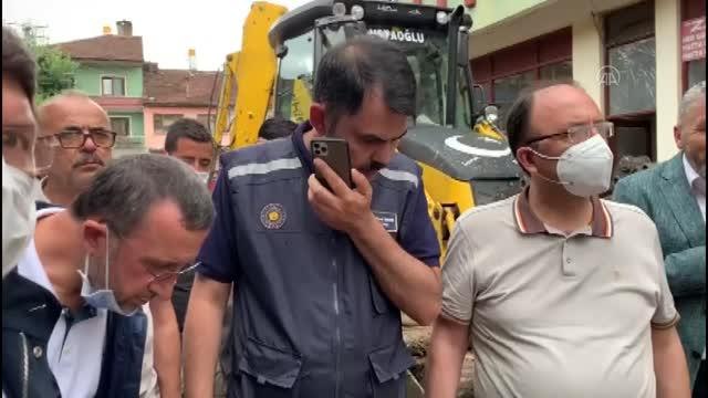 Son dakika haber | Bakan Kurum, selden etkilenen bölgelerde incelemelerde bulundu