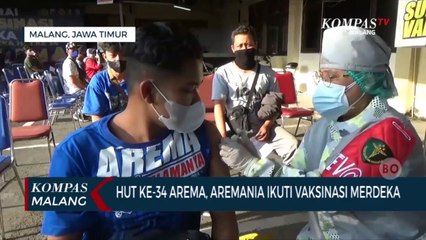 Peringati HUT Arema Ke-34, Aremania Ikuti Vaksinasi