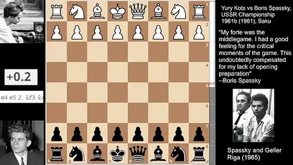Boris Spassky opens the g file with a knight sacrifice and finishes the game (1961)