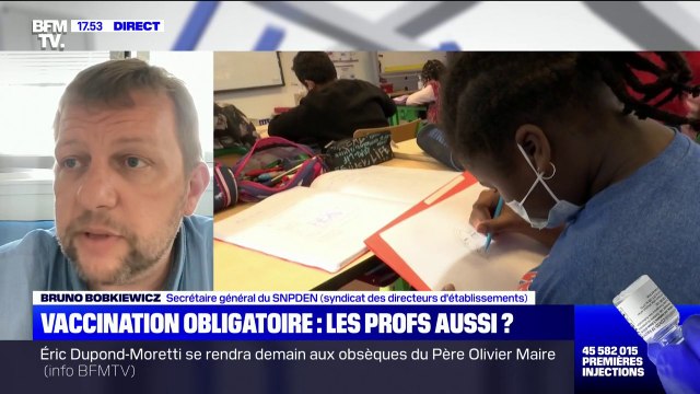 Pour Bruno Bobkiewicz (SNPDEN), l'obligation de vaccination [des enseignants] poserait plus de difficultés que l'incitation à le faire