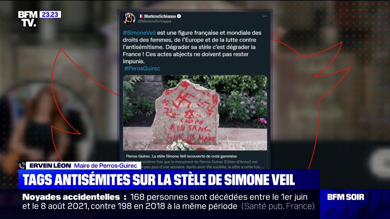 "C'est un choc": le maire de Perros-Guirec réagit aux tags antisémites sur la stèle en mémoire de Simone Veil
