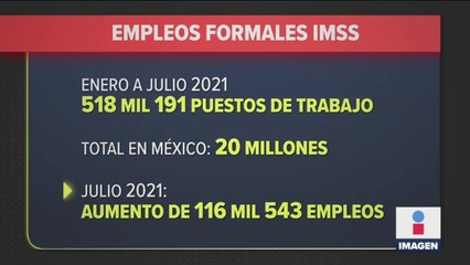 Récord de creación de empleos de enero a julio de 2021