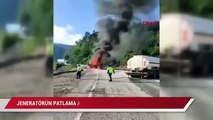 Bozkurt'a yardım götüren TIR'da yangın çıktı, taşınan jeneratörün patlama anı kamerada