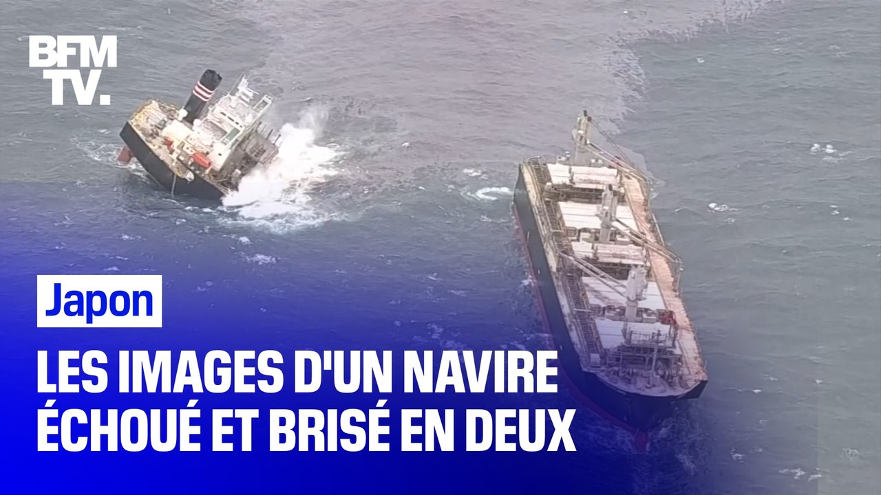 Au Japon, un navire qui s'est échoué et brisé en deux provoque une fuite de pétrole