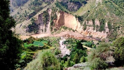 Download Video: Watch: Massive landslide blocks Chenab river in Himachal's Lahaul Spiti