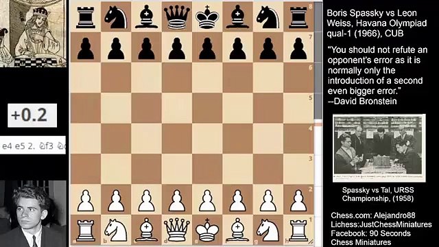 Boris Spassky takes advantage of fast development to win the game against the scandinavian (1966)