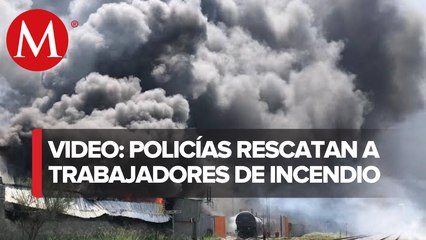 Graban a policías rescatando a trabajadores del incendio en Protexchem