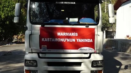 Marmaris'e gelen yardımların bir kısmı, selin etkilediği Sinop ve Kastamonu'ya gönderildi