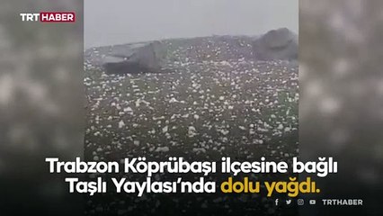 Trabzon'un Taşlı Yaylası'nda ceviz büyüklüğünde dolu yağdı