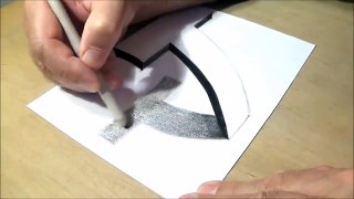 Very Easy - Drawing 3D Letter T - Trick Art with Pencil  - By Vamos
