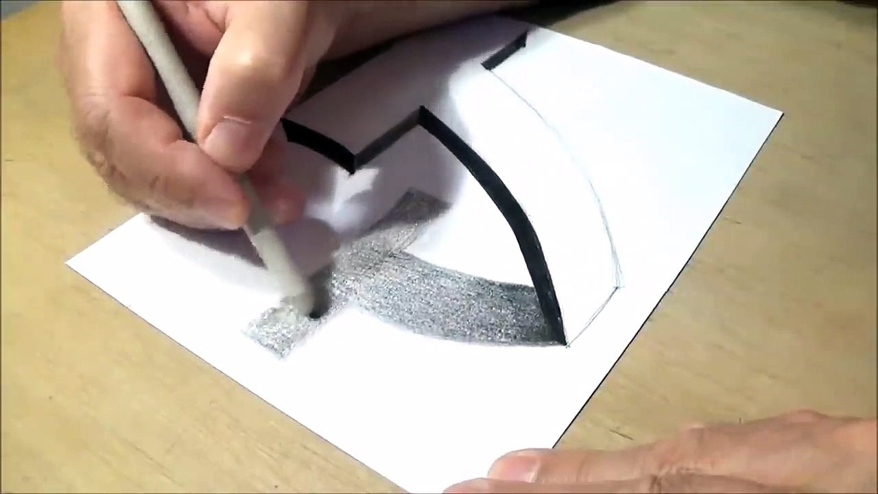 Very Easy - Drawing 3D Letter T - Trick Art with Pencil  - By Vamos