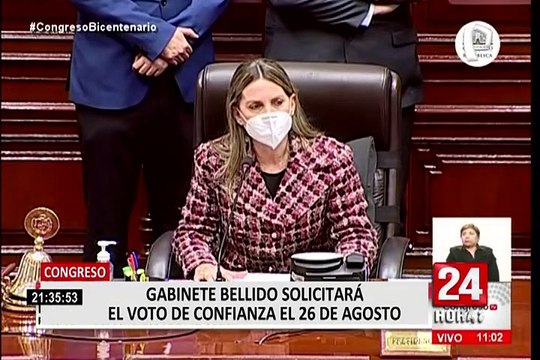 Voto de confianza: premier Bellido y su gabinete se presentarán ante el Congreso el 26 de agosto