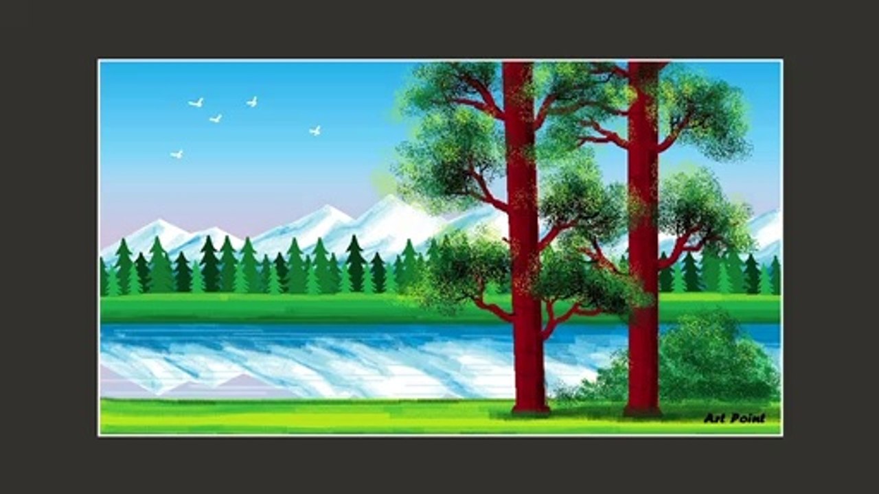 How to Draw - in computer| Microsoft paint tutorial | ms paint | scenery drawing 122 - Art Point