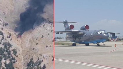Kahramanmaraş'ta düşen uçağın enkazı helikopter kamerasında! Alev alev yandı