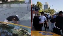Taksim'de sert müdahale! Zabıtanın seyyar satıcı kadına uçan tekme attığı anlar kameraya yansıdı