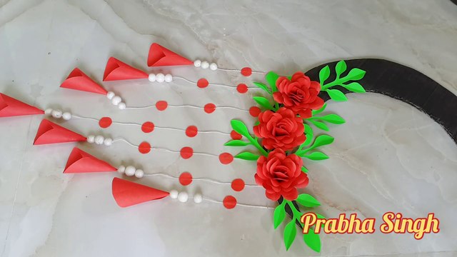 Rose paper craft wall hanging. Paper flower wall decor. Diy room decor. Home decor idea.