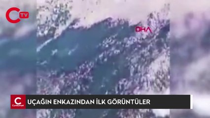 Düşen yangın söndürme uçağının enkazından ilk görüntüler