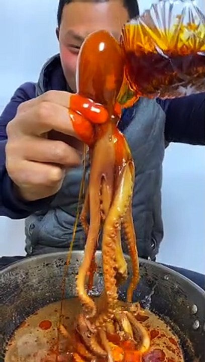 SPICY SEAFOOD | SQUID OCTOPUS SUPER NICE EATING |  أصوات الأخطبوط ال | #shorts #75