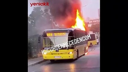 İstanbul'da İETT otobüsü cayır cayır yandı!