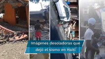 Edificios dañados y personas en la calle, las imágenes tras el terremoto de 7.2 en Haití