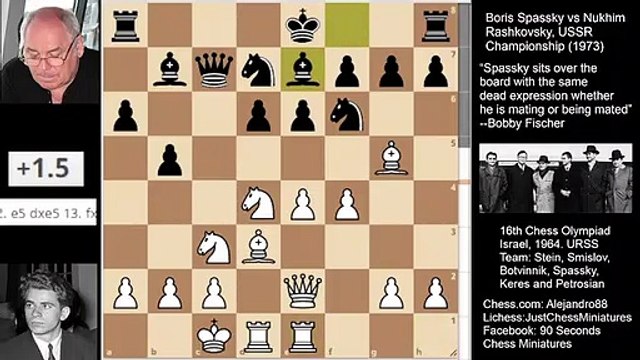 Boris Spassky sacs a Bishop and a Rock to develop a winning attack (1973)