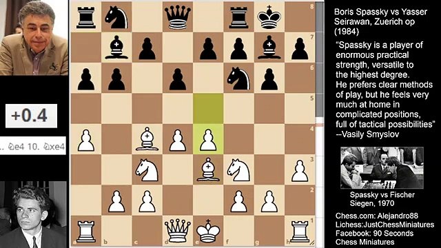 Boris Spassky sacs the G pawn, sacs the Exchange and wipes out Yasser Seirawan (1984)