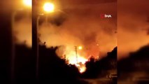 Bozyazı'da trafodan çıkan yangında ağaçlar alev alev yandı