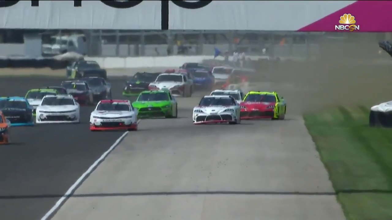 Nascar Xfinity 2021 Road Race Indianapolis Start Several Cars Jump Curb
