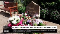 Le Président Emmanuel Macron réagit après la 4eme profanation de la stèle à la mémoire de Simone Veil - Le monument va être désormais placé sous surveillance policière