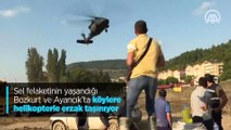 Sel felaketinin yaşandığı Bozkurt ve Ayancık'ta köylere helikopterle erzak taşınıyor