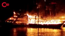 Alanya'da tekne yangınlarında 4 tekne küle döndü