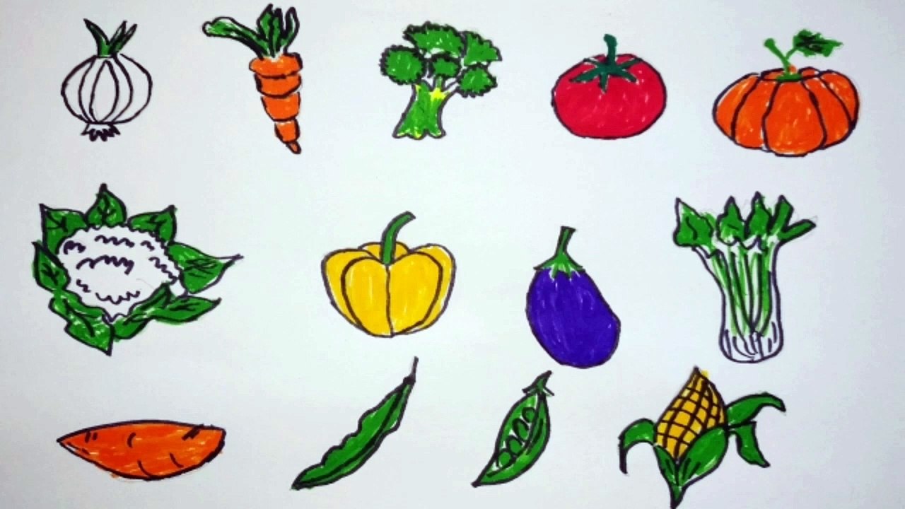Vegetables drawing and Coloring