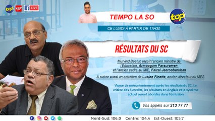 Tempo la So Résultats du SC : Murvind Beetun reçoit Armoogum Parsuramen et Faizal Jeerooburkhan.
