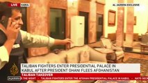 Las cámaras graban la entrada de los talibanes al palacio presidencial de Afganistán en Kabul