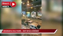 Erzurum'da dolu paniği...Kent ağustos ortasında beyaza büründü!