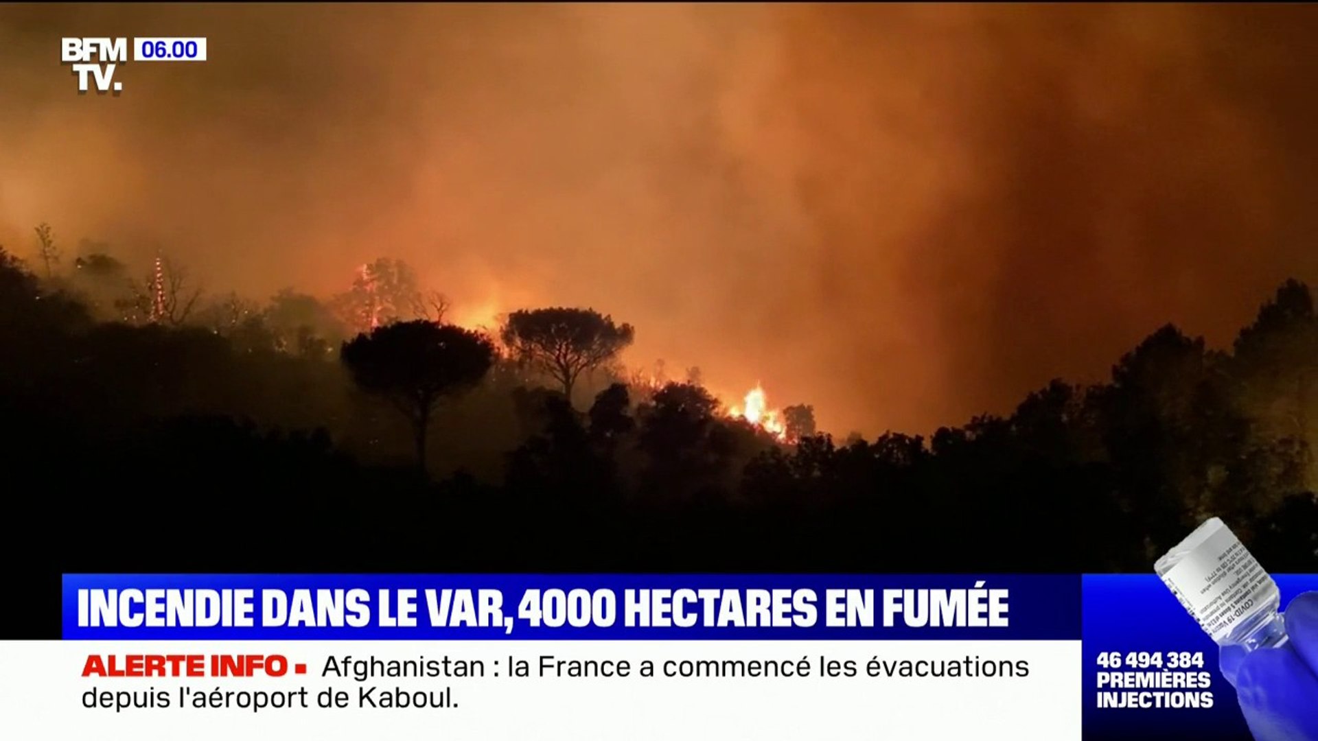 Les images du gigantesque incendie qui ravage le massif des Maures dans le  Var - Vidéo Dailymotion