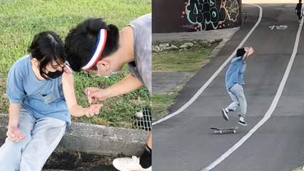 'Girl's Downhill Skateboard Ride Ends with a NASTY FALL'