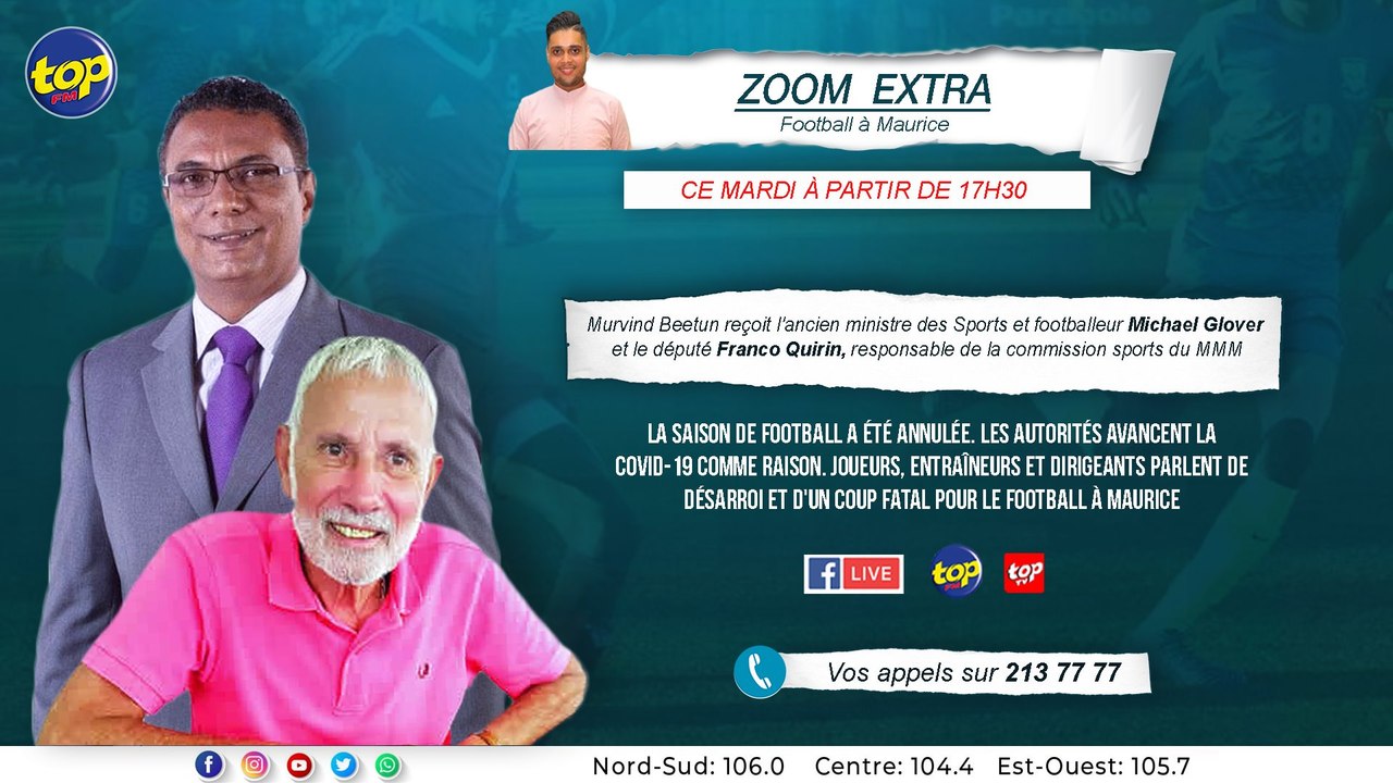 Zoom Extra: Football à Maurice : Murvind Beetun reçoit Michael Glover et Franco Quirin