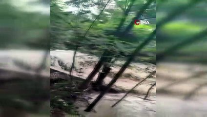 Alabalık tesisini harabe eden sel görüntüleri saniye saniye kaydedildi