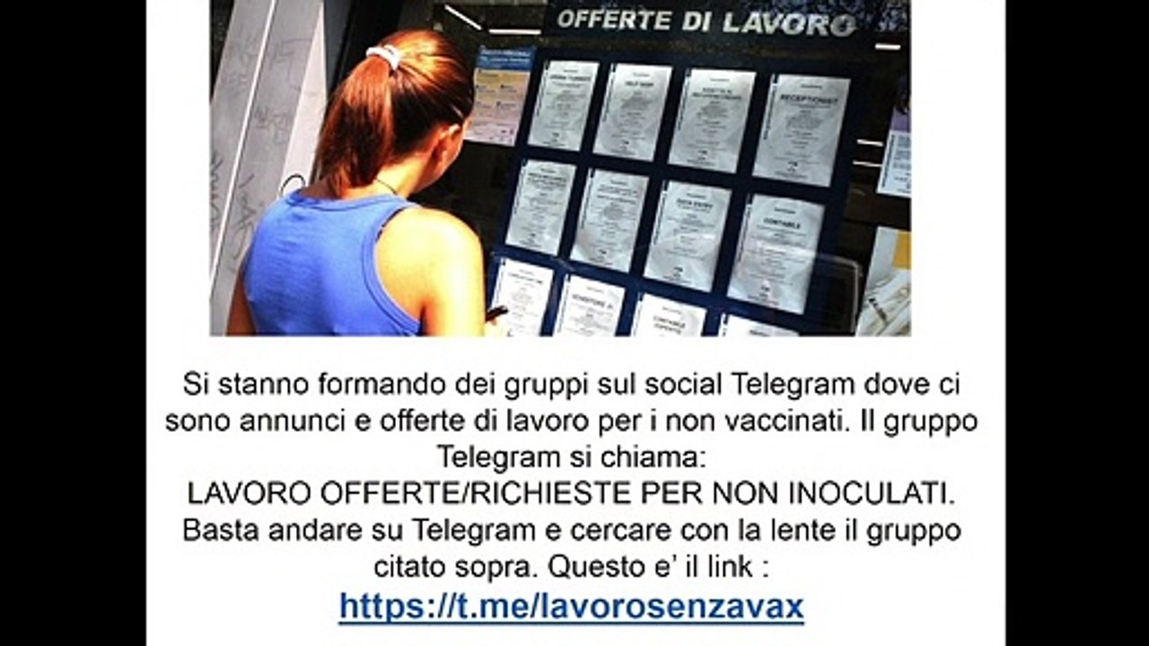 Informazioni importanti per chi cerca lavoro e non vuole siringarsi!