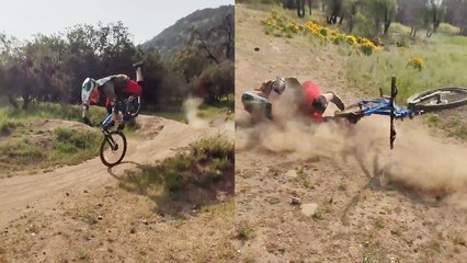 'MTB Rider's First-Ever Jump Attempt Ends with a NASTY FACEPLANT'