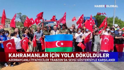 Azerbaycan konvoyuna coşkulu karşılama